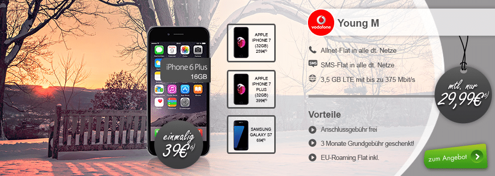 3,5GB LTE Allnet Flat inkl. EU + iPhone 6 Plus nur 29,99€ mtl.