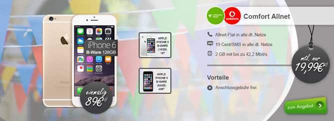 iPhone 6 + Allnet Flat + 2GB nur 19,99€ mtl.