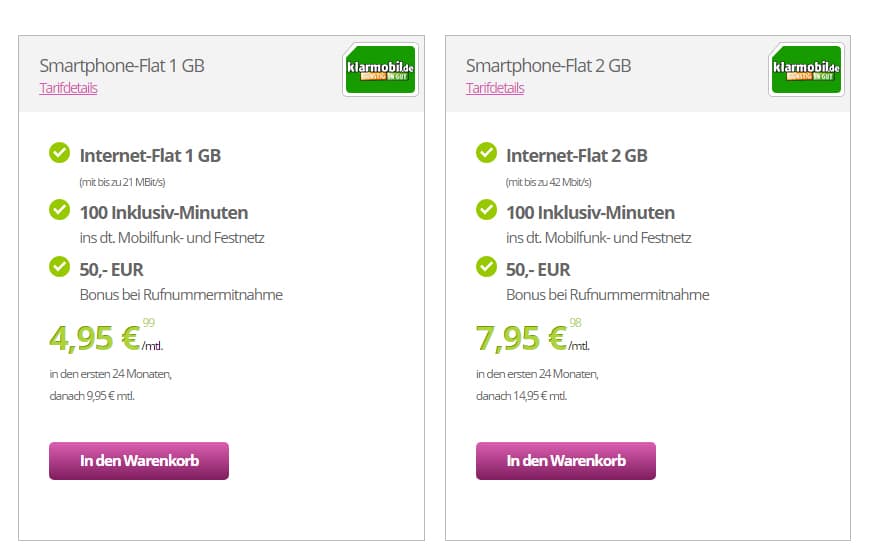 1 GB + 100 Min im Telekom Netz mit 50€ Bonus nur 4,95€ mtl.