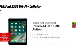 APPLE iPad 32GB mit 10GB LTE Telekom nur 19,99€ mtl.