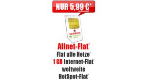 Allnet-Flat mit 1GB im Vodafone Netz nur 5,99€ mtl.