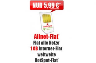 Allnet-Flat mit 1GB im Vodafone Netz nur 5,99€ mtl.