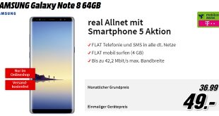 Galaxy Note 8 mit 4 GB und Allnet Telekom nur 36,99€ mtl.