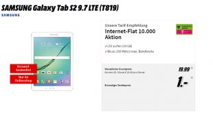 Galaxy Tab S2 9.7 mit 10 GB LTE Telekom nur 19,99€ mtl.