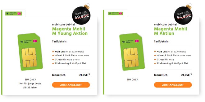 Magenta Mobil M Young Telekom 6GB LTE nur 21,95€ mtl.