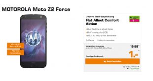 MOTOROLA Moto Z2 Force mit Allnet und 1GB nur 19,99€ mtl.