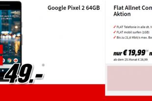 Google Pixel 2 mit Allnet im Vodafone Netz nur 19,99€ mtl.