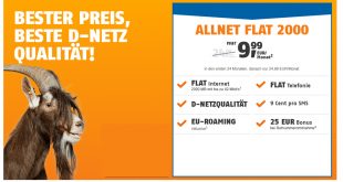 2 GB Internet mit Allnet im Telekom Netz nur 9,99€ mtl.