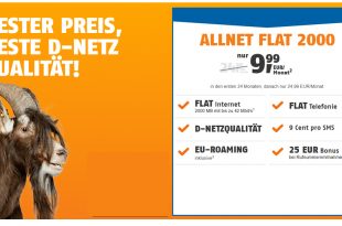 2 GB Internet mit Allnet im Telekom Netz nur 9,99€ mtl.
