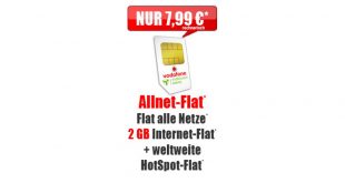 Vodafone Allnet Flat 2 GB nur 7,99€ mtl.