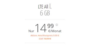 6 GB LTE mit Allnet nur 14,99€ mtl.