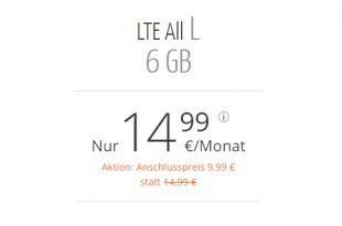 6 GB LTE mit Allnet nur 14,99€ mtl.