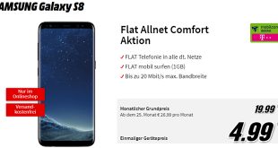 Galaxy S8 mit Allnet im Telekom Netz nur 19,99€ mtl.