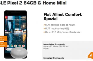 Pixel 2 & Home Mini mit Allnet und 1GB nur 24,99€ mtl.