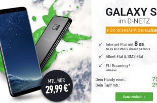 Galaxy S8 mit 6 GB Internet nur 29,99€ mtl.