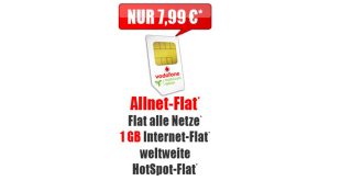 Allnet-Flat mit 1 GB Internet im Vodafone Netz nur 7,99€ mtl.
