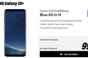 Galaxy S8+ mit 5 GB LTE und Allnet nur 29,99€ mtl.
