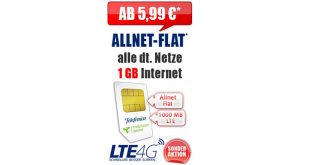 Allnet Flat mit 1 GB LTE nur 5,99€ mtl.