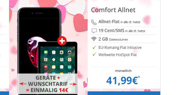 Allnet Flat im Vodafone Netz mit iPhone 7 & iPad 32GB nur 41,99€