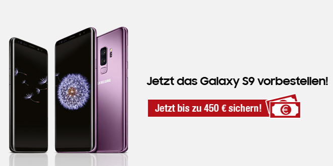 Galaxy S9 mit 4 GB LTE Allnet und EU Romaing nur 42,99€ mtl.