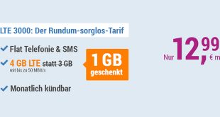 4 GB LTE Allnet und EU - monatlich kündbar - nur 12,99€ mtl.
