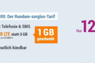 4 GB LTE Allnet und EU - monatlich kündbar - nur 12,99€ mtl.