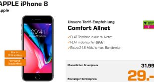 iPhone 8 mit 2 GB Internet und Allnet Telekom nur 31,99€ mtl.