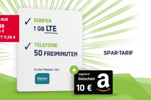 Smart Surf mit 1GB LTE nur 3,99 EUR inkl. 10 EUR Amazon Gutschein!