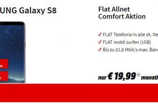 Galaxy S8 mit Allnet und 1 GB Internet nur 19,99€ mtl.