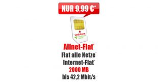 Vodafone Allnet-Flat + 2000 MB nur 9,99€