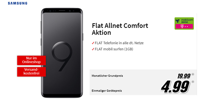 Galaxy S9 und Tablet mit Allnet nur 19,99€ mtl.