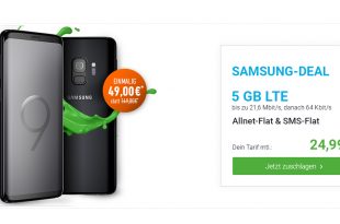 Galaxy S9 mit 5 GB LTE nur 24,99€ mtl.