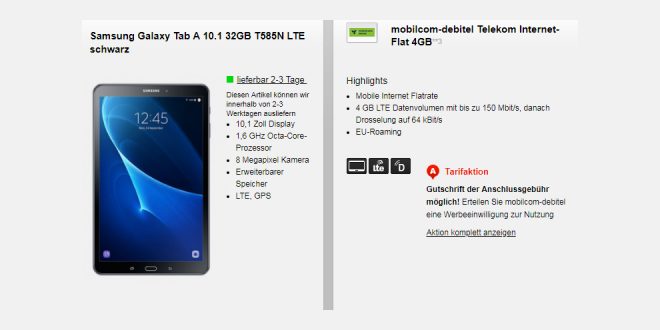 Telekom 4GB LTE mit Tab nur 9,99€