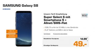 Galaxy S8 mit 3 GB LTE nur 14,99€ mtl.