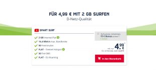 FÜR 4,99 € MIT 2 GB SURFEN - D-Netz