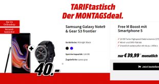 Galaxy Note9 & Gear S3 mit 20 GB LTE nur 39,99€