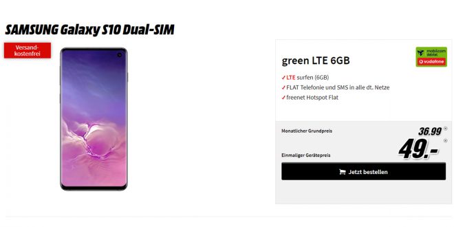 Galaxy S10 mit 6GB LTE nur 36,99€