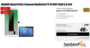 Mate10 lite & MediaPad T3 + 4GB LTE nur 21,99€