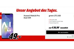 Huawei Mate20 Pro mit 2GB LTE nur 26,99€