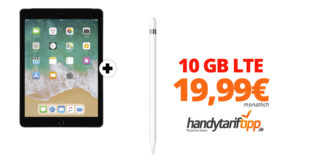 APPLE iPad 2018 & Apple Pencil mit 10 GB LTE Telekom nur 19,99€