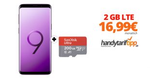 Galaxy S9 + 200GB MicroSD mit 2GB LTE nur 16,99€