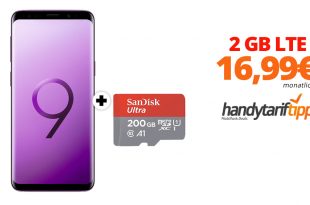 Galaxy S9 + 200GB MicroSD mit 2GB LTE nur 16,99€