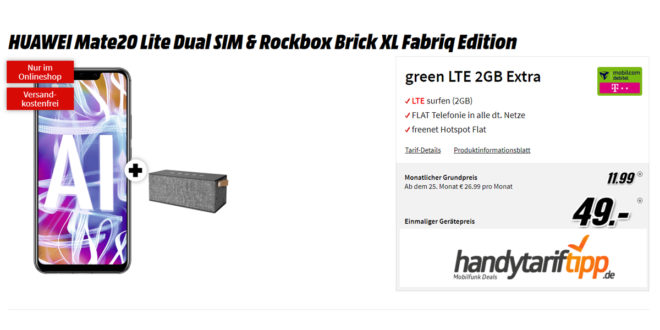 Mate20 Lite & Rockbox mit 2 GB LTE nur 11,99€