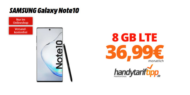 Galaxy Note10 mit 8 GB LTE Telekom nur 36,99€
