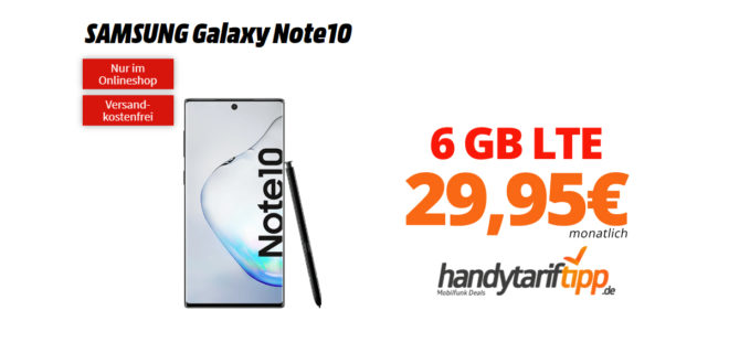 Galaxy Note10 mit 6 GB LTE Telekom nur 29,95€