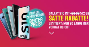Galaxy S10 512GB mit 20 GB LTE nur 34,99€
