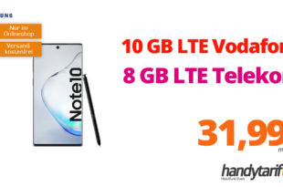 Galaxy Note10 mit 10GB LTE Vodafone oder 8GB LTE Telekom nur 31,99€