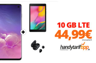 Galaxy S10 & Galaxy Tab A & Galaxy Buds mit 10 GB LTE nur 44,99€