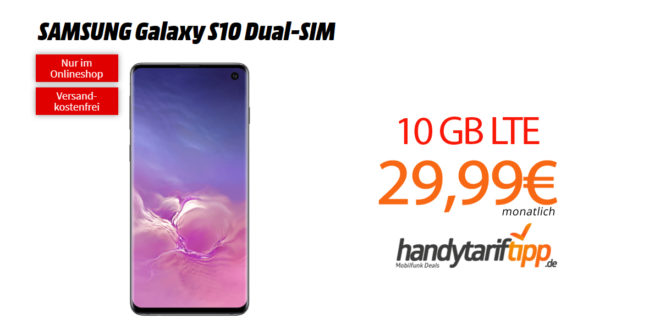 Galaxy S10 Dual-SIM mit 10GB LTE nur 29,99€