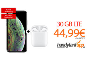 APPLE iPhone XS & Apple AirPods mit 30 GB LTE nur 44,99€
